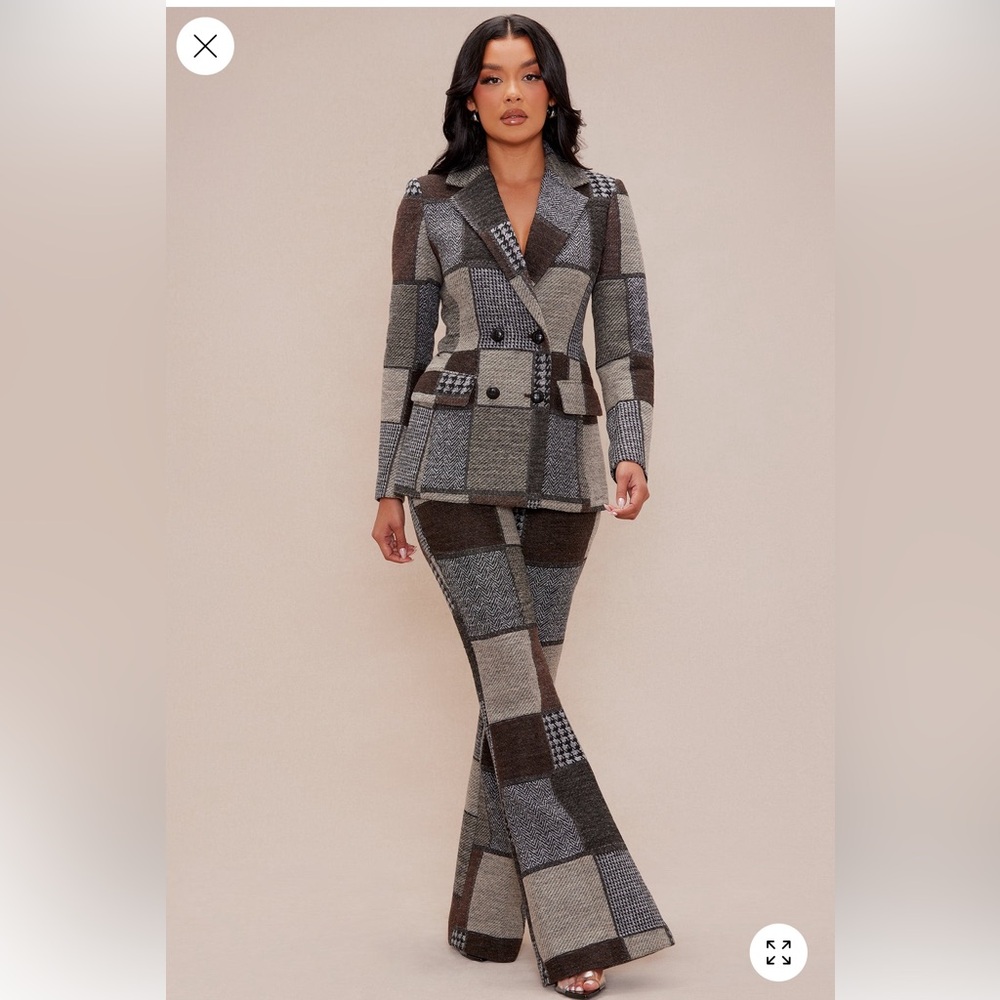 Patchwork Plaid Women's Pantsuit